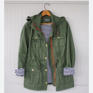 41 Hawthorn Chaplin Essentials Lined Hooded Anorak Jacket in olive green medium